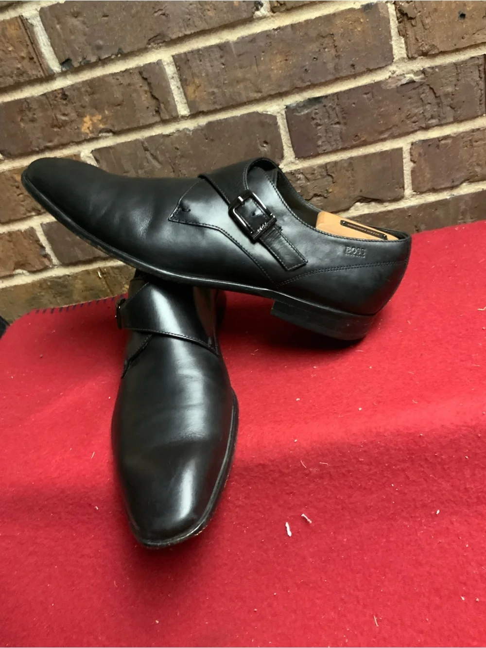 Men's Black Leather Single Monk Strap Dress Shoe